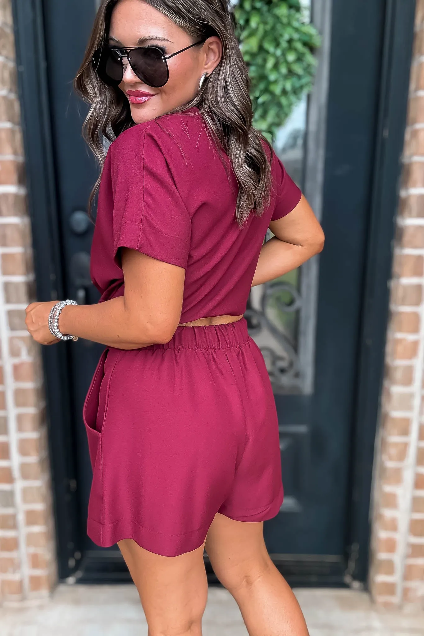 Everyday Radiance Solid Burgundy Shorts